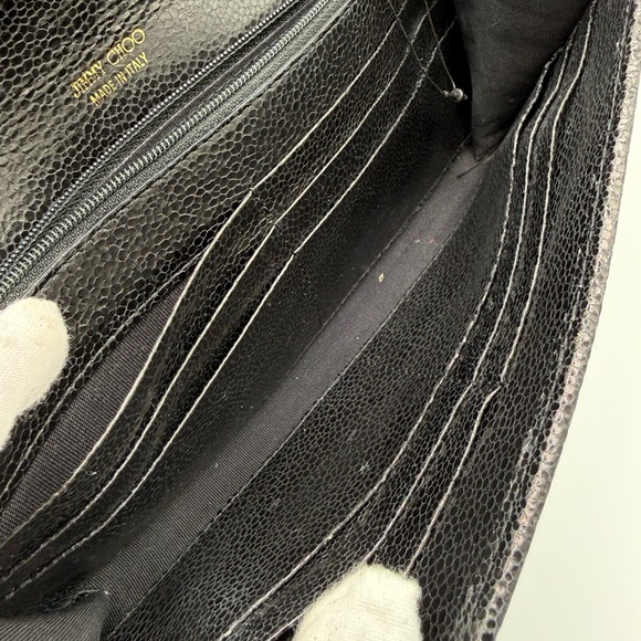 Jimmy Choo Reese Leather & Glitter Clutch w/ Unbranded Chain - Picture 11 of 12